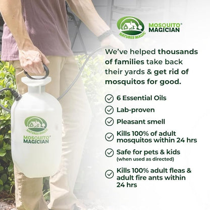 Mosquito Magician Liquid Concentrate - Kills Mosquitoes, Fleas, and Fire Ants - Use with Pump or Backpack Sprayers, Foggers, or Automatic Misting Machines - Ideal for Yards, Lawns, Patios - 1 Gallon