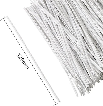 300 pcs 5 inch Plastic White Twist Ties, Cable Ties, for Bags, Gardening Tools