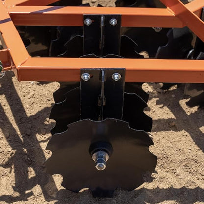 Titan Attachments 3 Point 6ft Notched Disc Harrow Plow Attachment for Cat 1 Tractors, Concave Discs for Tilling, Loosening and Lifting Soil