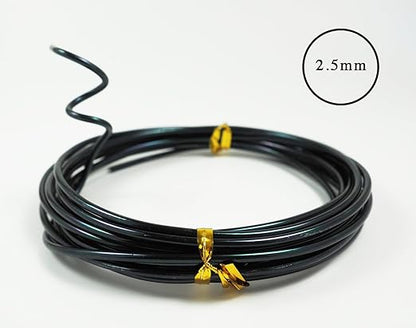 Anodized Aluminum Bonsai Training Wire 5-Size Starter Set with Canvas Bag - 1.0mm, 1.5mm, 2.0mm, 2.5mm, 3.0mm (147 feet total) - Choose Your Color (5 Sizes, Black)