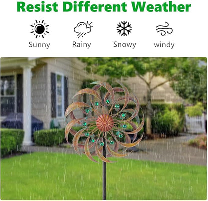 VEWOGARDEN Garden Metal Wind Spinners Outdoor Kinetic Wind Sculptures & Spinners for Yard Lawn Patio Decorations, Patina
