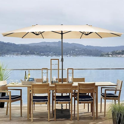Sundale Outdoor 15ft Large Patio Umbrella with Base Included and Umbrella Cover, Outdoor Double-Sided Umbrella