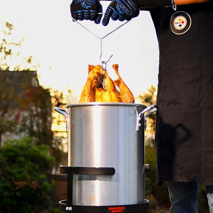 Barton Propane 30 Qt Turkey Flyer Fish Fryer Boiler Steamer Set, 37,000 BTU Burner, Ideal for Outdoor Cooking Seafood Boiler Roaster Crawfish Boiling Gas Stove
