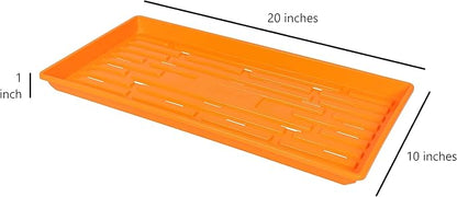 SUNPACK 10" x 20" Heavy Duty Shallow Plastic Seed Starting Tray, Orange, 1" (Pack of 30) - Lined with Drainage Holes for Excess Water and Aeration, Ideal for Greenhouses or Indoor Gardening