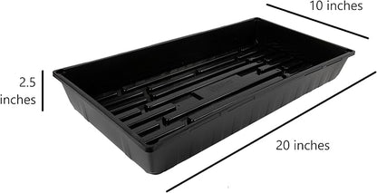 SUNPACK 10" x 20" Mega Plastic Seed Starting Tray, Black, 2.5" (Pack of 10) - No Drainage Holes, Ideal for Greenhouses or Indoor Gardening - Made of Thick, Strong Plastic