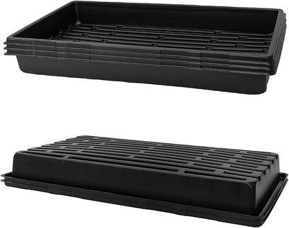 Plant Growing Nursery, Standard 1020 Trays Plastic Sturdy Farmer Self Seedling Tray for Microgreens Indoor Nursery Pots Transplantation (5-Pack, 21.6"×11.2", 2.52" Deep, no Holes)
