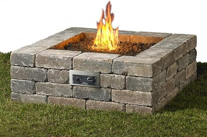 The Outdoor GreatRoom Company Square DIY Hardscape Gas Fire Pit Kit (DIY-2424S-K), 24-Inch