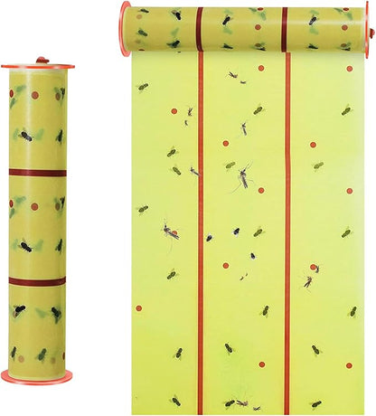 Qualirey Giant Sticky Fly Traps,30 Feet Fly Strips for Indoor Outdoor Hanging Flying Tapes Non Toxic Ribbon Fruit Gnat Killer for Mosquito Plants House Horse Stable (Yellow,1 Pcs)