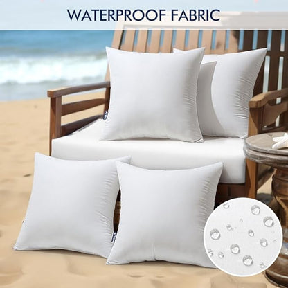 MIULEE Pack of 4 20x20 Inch Outdoor Pillow Inserts Waterproof Decorative Throw Pillow Insert, Square Lumbar Garden Pillow Form for Patio Sofa Couch