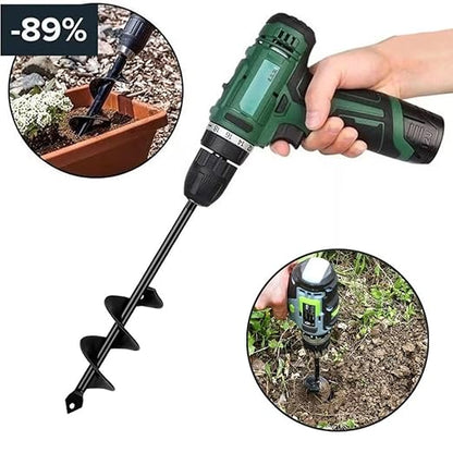 Garden Auger Post Hole Digger 1.6 x 16.5 in Long Handle Bulb Planter Tool Solid Shaft Extend Spiral Planting Auger Drill Bit for Planting Bulbs Seedlings，Digging Holes Deep Cultivating