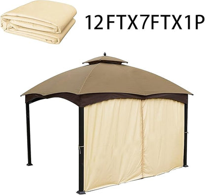 Gazebo Universal Replacement Privacy Curtain – Hugline Gazebo Side Wall Outdoor Privacy Panel with Zipper (Beige, 10x12)