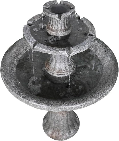 Marble Finish Concrete Outdoor Water Fountains 2-Tier Decor Dark Castle Designed 41.7" H Waterfall Fountains for Yard, Garden, Deck, Patio, Backyard, Porch, Lawn