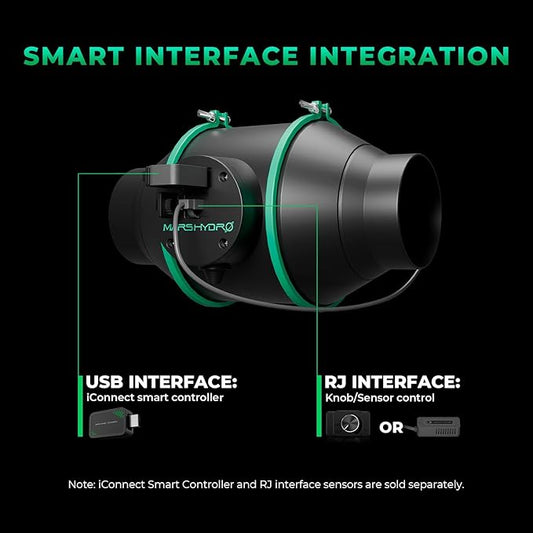 MARS HYDRO iFresh 4 Inch Smart Inline Fan Combo, with Variable Speed Controller, for Heating Cooling Booster, Grow Tents