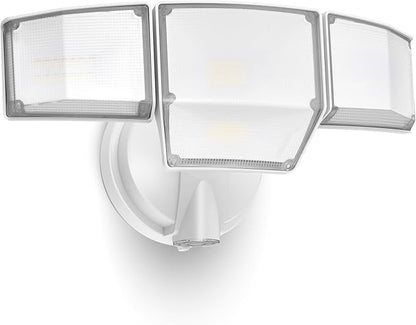 LUTEC 80W Dusk to Dawn Flood Lights Outdoor, 9000LM Super Bright LED Security Light with Photocell, IP65 Waterproof, 5000K Daylight, Hardwired 4 Heads Floodlight for Garage, Yard, Patio (White)