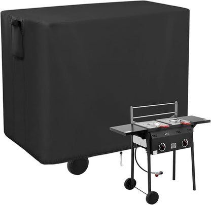 Outdoor Propane Deep Fryer Cover, 420D Heavy Duty Waterproof Outdoor Fryer Covers, Propane Deep Fryer Cover with 2 Buckles & Ventilation Opening, Black