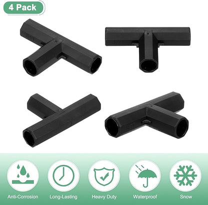 12 Pcs 11mm Greenhouse Frame Building Connectors, 3 Way Flat Pipe Fitting for Grape Trellis/Sunscreen Shed/Gardening Plant Stakes, Greenhouse Accessories [Black]