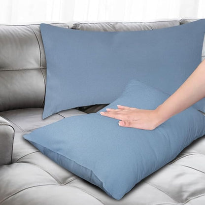 Covers & All Premium Square Throw Pillow Inserts with Covers Set of 4, 14 x 22 Inches Sky Blue, Decorative Cushions for Couch Sofa Home Decor Office Travel UV Resistant Waterproof Soft Cushions