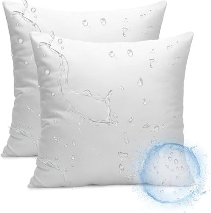Ashler 16 x 16 Outdoor Pillow Inserts, Set of 2 Water Resistant Throw Pillow Inserts Hypoallergenic Stuffer Sham Square Pillow Insert for Patio, Bench, Garden, Indoor Outdoor Decorative