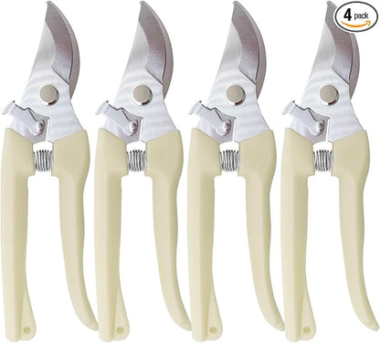 Pruning Shears for Gardening, 4 Pack Garden Scissors for Cutting Fresh Flowers, Floral Clippers for Plants, Fruits (Yellow)