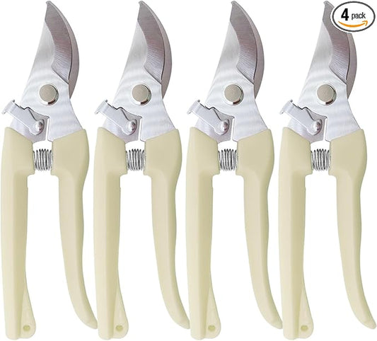 Pruning Shears for Gardening, 4 Pack Garden Scissors for Cutting Fresh Flowers, Floral Clippers for Plants, Fruits (Yellow)