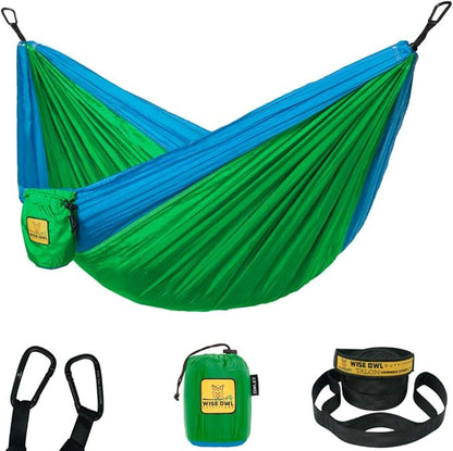 Wise Owl Outfitters Camping Hammock – 500lbs Portable Hammock with Tree Straps - Travel, Backpacking, Hiking, Outdoors Camping Gear - Single or Double