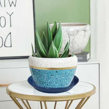 Plant Saucers 12 Inch (12.7 Inch) Plant Trays, Durable Round Glazed Ceramic Flower Plant Water Drip Tray for Pots Planter