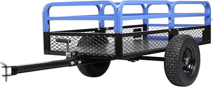 Heavy Duty Steel ATV Dump Trailer, 1500-Pound Load Capacity, Tow Behind Dump Cart Garden Trailer, with Removable Sides and 2 Tires, for Mowers, Tractors, ATV, UTV