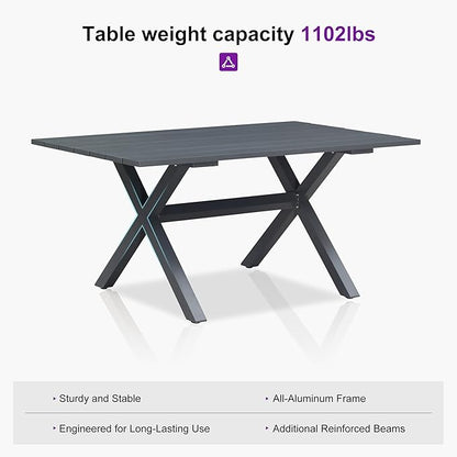 PURPLE LEAF 7 Pieces Outdoor Table and Chair Set Patio Furniture Set with Large Rectangular Table and 10 French Dining Chairs for Poolside Deck Colorful Patio Dining Set