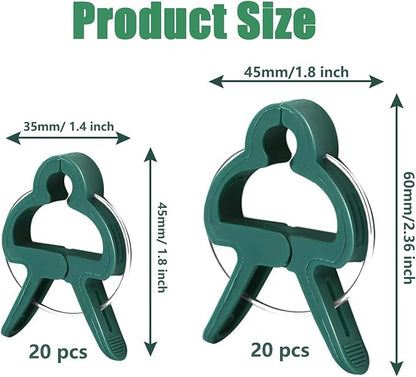 40Pcs Plant Clip Garden Clip Plant 2 Size Reusable Tomato Clip,Multi-Purpose Plant Rattan Clip Rose,Sturdy Cucumber Orchid Clip Plant Support Adjustable Clip Green (20 Large + 20 Small)