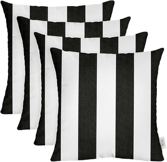 RSH DECOR: Sunbrella Square Throw Pillows Set of 4 | 24" x 24" | Water and Fade-Resistant Performance Fabric | Outdoor Pillow Covers with Down-Alternative Inserts | Cabana Classic
