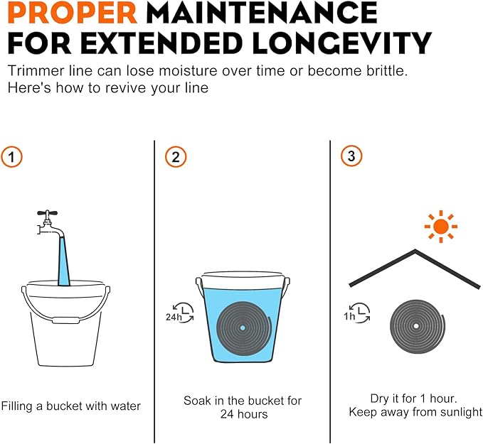 Hipa 095 Inch Trimmer Line,2.4mm/ 0.095" Weed Wacker Eater String, Commercial Grade Round Nylon String Trimmer Line Replacement for String Trimmer Weed Trimmer 3LB, Orange