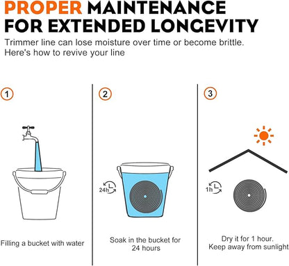 Hipa 095 Inch Trimmer Line,2.4mm/ 0.095" Weed Wacker Eater String, Commercial Grade Round Nylon String Trimmer Line Replacement for String Trimmer Weed Trimmer 3LB, Orange