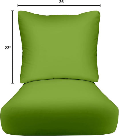 RSH DECOR: Deep Seating Cushion with Pillow Back | 23” x 26” Seat | All-Weather Spun Fabric | Water and Fade-Resistant | Outdoor Chair Cushion Set for Patio Furniture | Kiwi Green