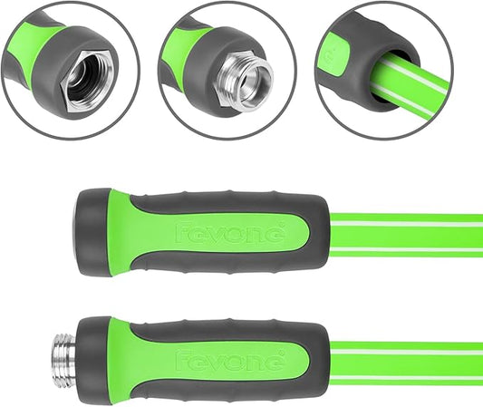Fevone 105 ft x 5/8" Heavy Duty Garden Hose, Drinking Water Safe, Flexible & Kink-Free Hybrid Polymer Water Hose, Lightweight Outdoor Hose with swivel handles and 3/4" Solid Aluminum Fittings