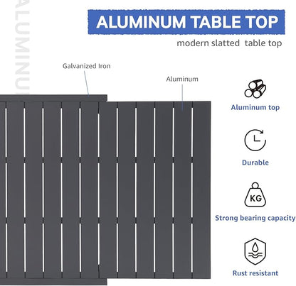 Soleil Jardin Aluminum Patio Extendable Dining Table, 63" - 105", Adjustable Indoor Outdoor Furniture Rectangle Table for 6-10 Person Porch Deck Garden, Dark-Grey