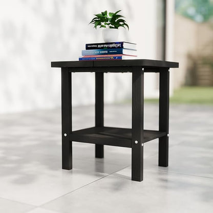 Kingdura Adirondack Outdoor Side Table, 16 x 13 Inches HDPE Plastic Outside End Tables for Patio Pool Porch Backyard Indoor, 2 Tiers Storage Shelf, All Weather Resistant, Easy Maintenance