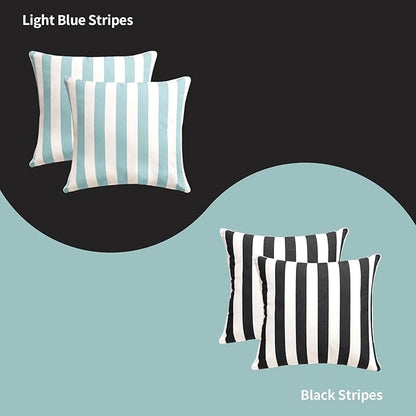 Pack of 2 Decorative Outdoor Throw Pillows 23" x 23" Square Garden Cushion for Patio Sofa Thick Cushion for Couch,Sofa,Grey Stripes