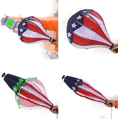 FENELY Patriotic Hot Air Balloon Garden Wind Spinners Giant Flag Pinwheels Whirligigs Windmill Toys for Kids Yard Decor Lawn Decorations Outdoor Whirlygig Windmills Wind Twister Everyday 59" L 2Pack