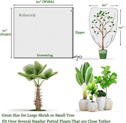 Plant Covers Freeze Protection,2 Packs 70”H X60”W 2.2oz Frost Blankets for Outdoor Plants Frost Cloth with Zipper Drawstring-Protect Trees from Cold Frost Pest