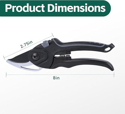 Bypass Secateurs Hand Gardening Pruners Lightweight Garden Pruning Scissors with SK-5 High Carbon Steel Blades and Safety Lock Rust Resistant Gift-Packaged