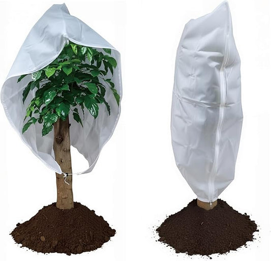 2-Pack Plant Covers Freeze Protection, Winter Frost Cloth with Zipper & Drawstring - 47.24''W x 70.87''H White Frost Blankets for Outdoor Garden Plants and Trees