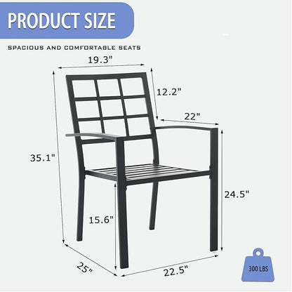 Outdoor Dining Chairs Set of 6, Aluminum Frame Stackable Patio Dining Chairs with Armrest, Wrought Iron Patio Bistro Chairs for Lawn, Backyard, Garden, Porch