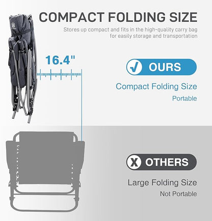 EVER ADVANCED Heated Oversized Folding Rocking Camping Chair, Heating Padded Portable Rocker Chair for Patio, Lawn and Outdoors, Heavy Duty Hard Armchair for Adults Supports 400lbs, Grey