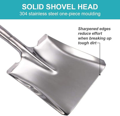 31.5 Inch Flat Head Garden Shovel, D Handle Square Flat Spade Shovel for Gardening, All Stainless Steel Made