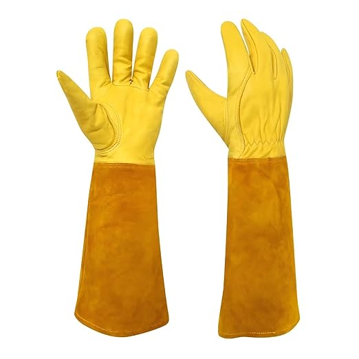 Thorn Proof Gardening Gloves, 100% Cowhide Comfortable Breathable for Rose Pruning, Cactus Handling and Gardening