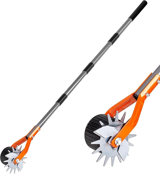 Walensee Wheel Rotary Edger, 69.7 Inch Hand Manual Edger Lawn Tool with Adjustable Stainless Steel Handle, Trimming Grass Weed Edger with Cushion Grip for Garden Sidewalks Driveways and Landscaping