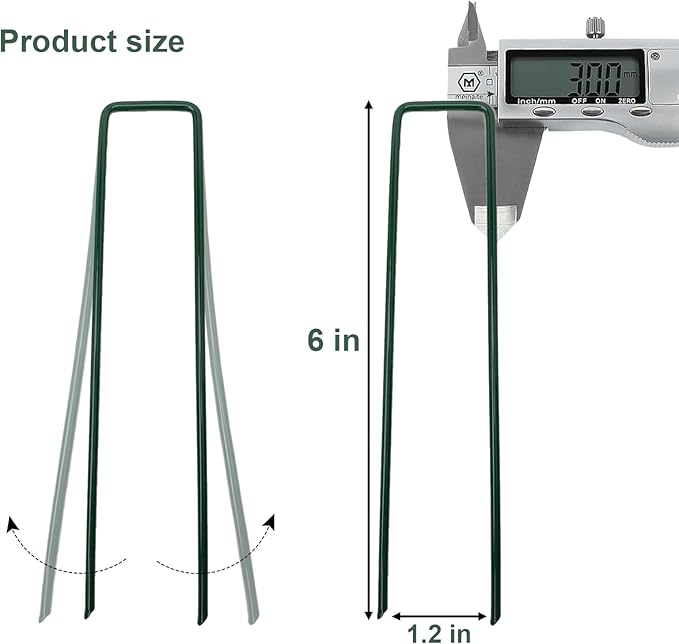 200Pcs Metal Garden Landscape Stakes 6 Inch Landscape Staples,Green Baked Enamel U Stakes for Ground for Weed Barrier,Outdoor Decoration,Tarps,Irrigation Pipes Fixed