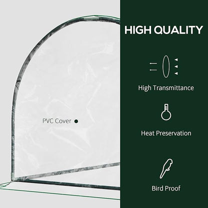 Outsunny 7' x 3' x 2.5' Mini Greenhouse, Portable Tunnel Green House with Roll-Up Zippered Door, UV Waterproof Cover, Steel Frame, Clear
