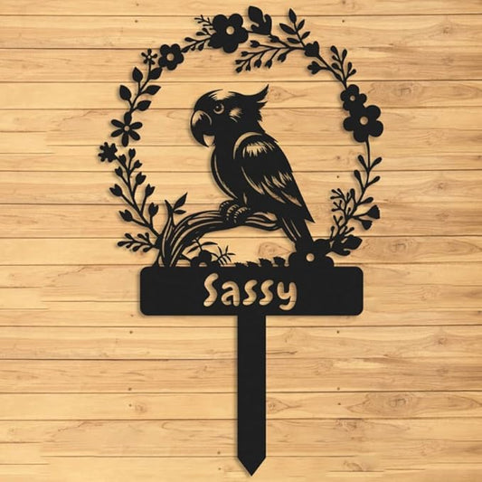 Custom Parrot Memorial Stake,Metal Parrot Grave Marker,Parrot Garden Sign,Remembrance Stake,Bird Loss,Outdoor Garden Yard Sign Parrot 14inch