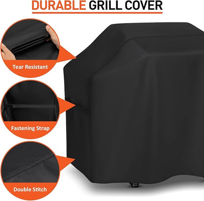 Arcedo 55 Inch Grill Cover for Outdoor Grill, Waterproof Fade Resistant BBQ Grill Cover, Weather Resistant Gas Grill Cover, Fits Weber, Charbroil, Nexgrill and More Grills, Black